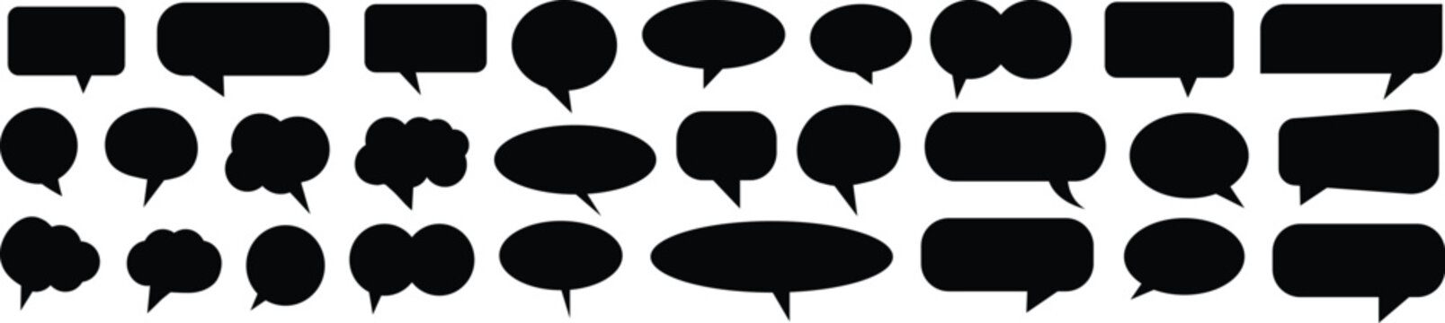 Set of speech bubbles. Speak bubble text, cartoon chatting box, message box. Blank empty vector white speech bubbles. Speech bubble collection. Set of speech bubble. Speech bubble comic symbol