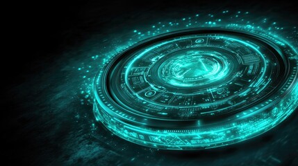 Poster - A conceptual image of a futuristic digital currency business transaction with glowing financial data.