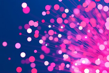 Poster - abstract pink and white bokeh lights on dark blue background illustration