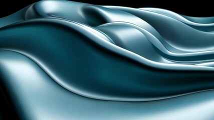 Poster - Turquoise waves surging dynamically against dark backdrop, generating hypnotic visual rhythm through fluid, sinuous transformations and continuous motion