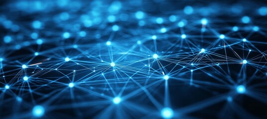 Poster - Abstract Blue Network Connections on Dark Background Visualizing Data and Technology