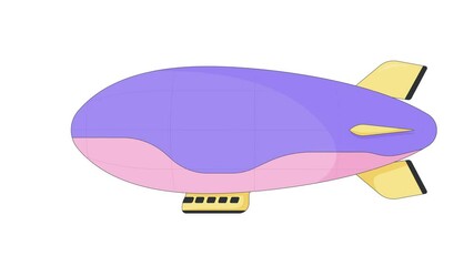 Poster - Vintage airship 2D cartoon object animation. Sky adventure. Air travel. Steampunk theme. Aviation flight dirigible retro. Floating blimp animated flat colorful item 4K video isolated on white