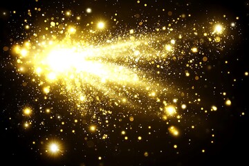 Poster - Radiant Golden Light Bursting Across a Dark Canvas Background Design