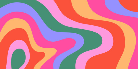 Poster - Cool Wavy Trippy Y2k Background. Trendy Groovy Abstract Psychedelic Pattern. Colorful Geometric Abstraction Art.