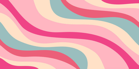 Fototapete - Cool Wavy Trippy Y2k Background. Trendy Groovy Abstract Psychedelic Pattern. Colorful Geometric Abstraction Art.