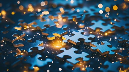 Poster - A dreamlike image of puzzle pieces forming constellations in the night sky