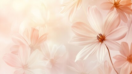 Poster - Soft watercolor flowers create an abstract spring background filled with gentle hues and delicate petals