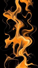 Poster - abstract amber waves flow gracefully on a stark black background art
