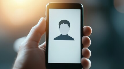 Poster - Connecting through technology, person displayed on a mobile phone screen, bridging the distance
