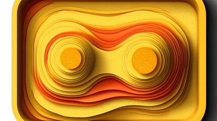 Aufkleber - Layered geometric abstraction with warm sunny colors evoking topographic reliefs