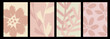 © Nastya - Set of vertical posters with organic floral shapes. Pastel earth brown colors. Background with drawn flower and abstract plant.