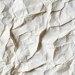 Aufkleber - Textured Background:  Detail of Crinkled and Wrinkled Off-White Paper Showing Folds, Shadows, and Subtle Creases