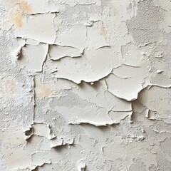 Poster - White Wall with Peeling Paint: A Textured Abstract of Decay and Artistry in Layered Forms
