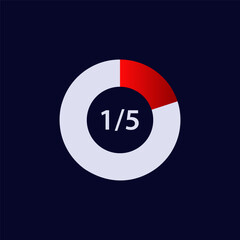 Poster - Circular chart showing progress as a fraction. the fractional part is in contrasting red for emphasis.