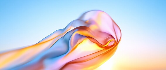 Poster - Flowing fabric against a sunset sky, ideal for backgrounds or textures