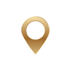 Poster - A shiny golden location pin symbol, commonly used for marking positions in digital maps.