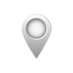 Poster - A classic map pin icon in gray tones, used for marking locations on digital maps and navigation apps.