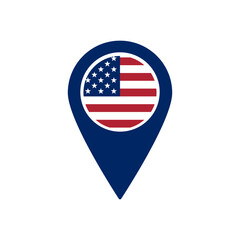 Poster - Usa flag pin icon symbolizes location with american identity, used in mapping and navigation tools.