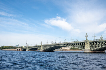 Aufkleber - Bridge over the water in Saint Petersburg surrounded by blue sky and trees during daylight