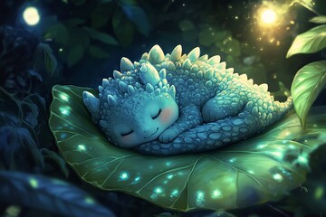 Aufkleber - Cute dinosaur with big eyes and a friendly smile, sitting happily with tiny arms and a playful expression.

