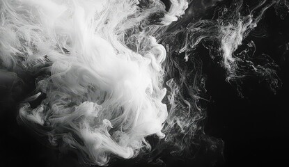 Poster - Abstract smoke pattern on a dark background, showcasing fluid movement and ethereal essence of natural elements.