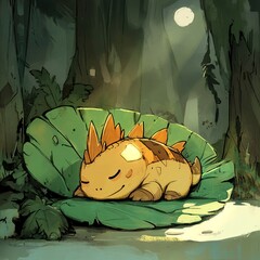 Aufkleber - Cute dinosaur with big eyes and a friendly smile, sitting happily with tiny arms and a playful expression.

