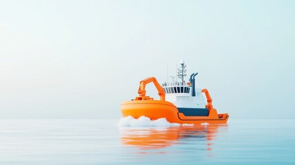 Poster - Robot Harbor Dredging Machine at Work, Maintaining Clear Shipping Lanes, Minimalist Environment, Focused on Efficiency and Precision in a Clean Setting