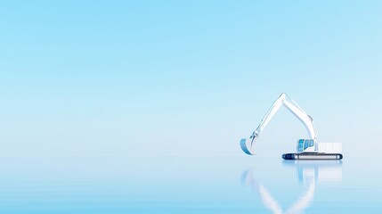 Poster - Robot Marine Construction Project for Port Expansion, featuring industrial dredging, minimalist background, clean design, open space emphasizing innovation and efficiency