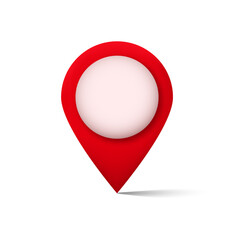 Poster - A red location pin icon with a circular center, creating a shadow effect on a white area.