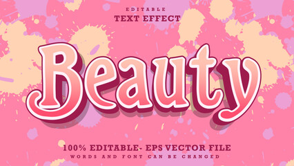 Fototapete - 3d Gradient Word Beauty Editable Text Effect Design, Effect Saved In Graphic Style