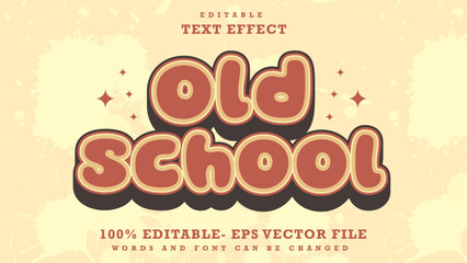 Fototapete - 3d Vintage Word Old School Editable Text Effect Design Template, Effect Saved In Graphic Style