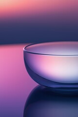 Poster - Empty glass bowl reflecting pink and purple light