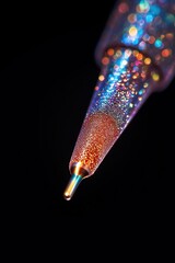 Poster - Glitter pen sparkling on dark background: writing instrument full of colorful glitter