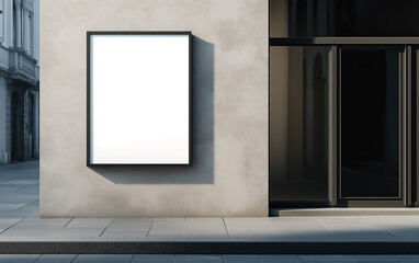 mockup poster, minimalist aesthetic frame poster. template poster advertising citylight. modern desi