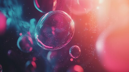 Poster - Ethereal Abstract Composition of Colorful Soap Bubbles in Motion
