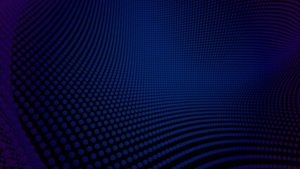 Aufkleber - Wavy dot pattern in deep blue tones on a dark background, creating an abstract, futuristic design with a sense of depth, movement, and optical illusion.......
