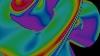 Poster - Vibrant rainbow fluid forms swirl in a psychedelic gradient, creating a dynamic abstract design with bold color transitions and a smooth, dreamlike flow........