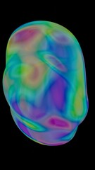 Aufkleber - Colorful iridescent bubble with swirling rainbow hues and a soft fluid shape, floating against a black background, creating a dreamy abstract design........