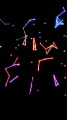 Aufkleber - Neon-colored dots, lines, and shapes floating across a black background, forming a vibrant, futuristic scene with hints of cosmic geometry and minimalistic design........
