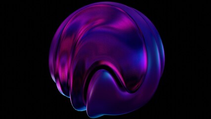 Aufkleber - Swirling orb in vibrant pink and purple hues with a metallic sheen, forming a fluid, abstract shape on a black background for a futuristic aesthetic........