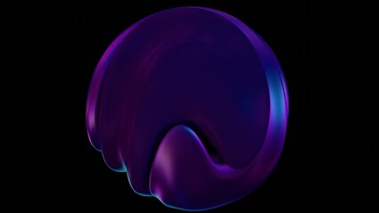 Poster - Swirling orb in vibrant pink and purple hues with a metallic sheen, forming a fluid, abstract shape on a black background for a futuristic aesthetic........