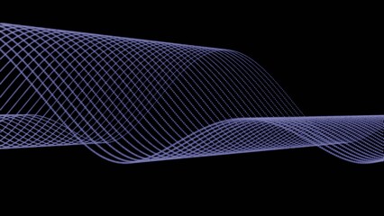 Leinwandbilder - Glowing dotted lines form a smooth, flowing wave on a black background, creating a modern, minimalistic, and dynamic abstract design........