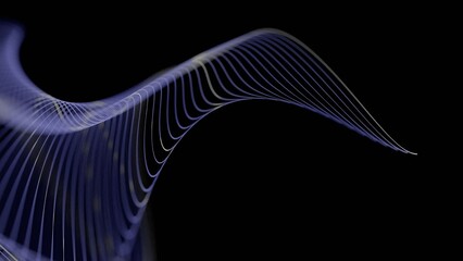 Leinwandbilder - curved glowing lines forming a fluid wave pattern on a black background, creating a minimal and futu