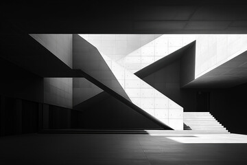 Poster - Modern architecture creating stunning geometric shadows in concrete building