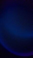 Leinwandbilder - Wavy dot pattern in deep blue tones on a dark background, creating an abstract, futuristic design with a sense of depth, movement, and optical illusion.