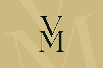 Poster - vm or mv letter logo icon design. classic style luxury initials monogram.