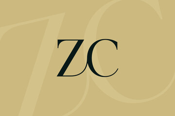 Poster - zc or cz letter logo icon design. classic style luxury initials monogram.