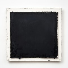 Poster - Abstract Black Square Painting with White Frame, Modern Art Minimalism and Contrasting Textures