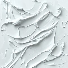 Aufkleber - Abstract White: A Textured Landscape of Oil Paint Swirls and Curves, Reflecting Light and Depth on a Smooth Surface.