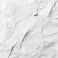Poster - Abstract White Wrinkled Paper Texture Background - Close-up Shot Revealing Fine Details and Creases